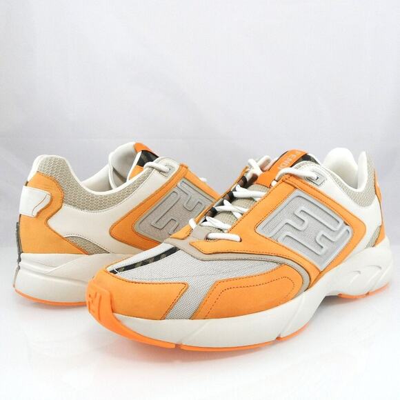 NIB$1350 FENDI FF-logo Textile Leather Runner Low-Top Chunky Sneakers 12, US 13 main image 7
